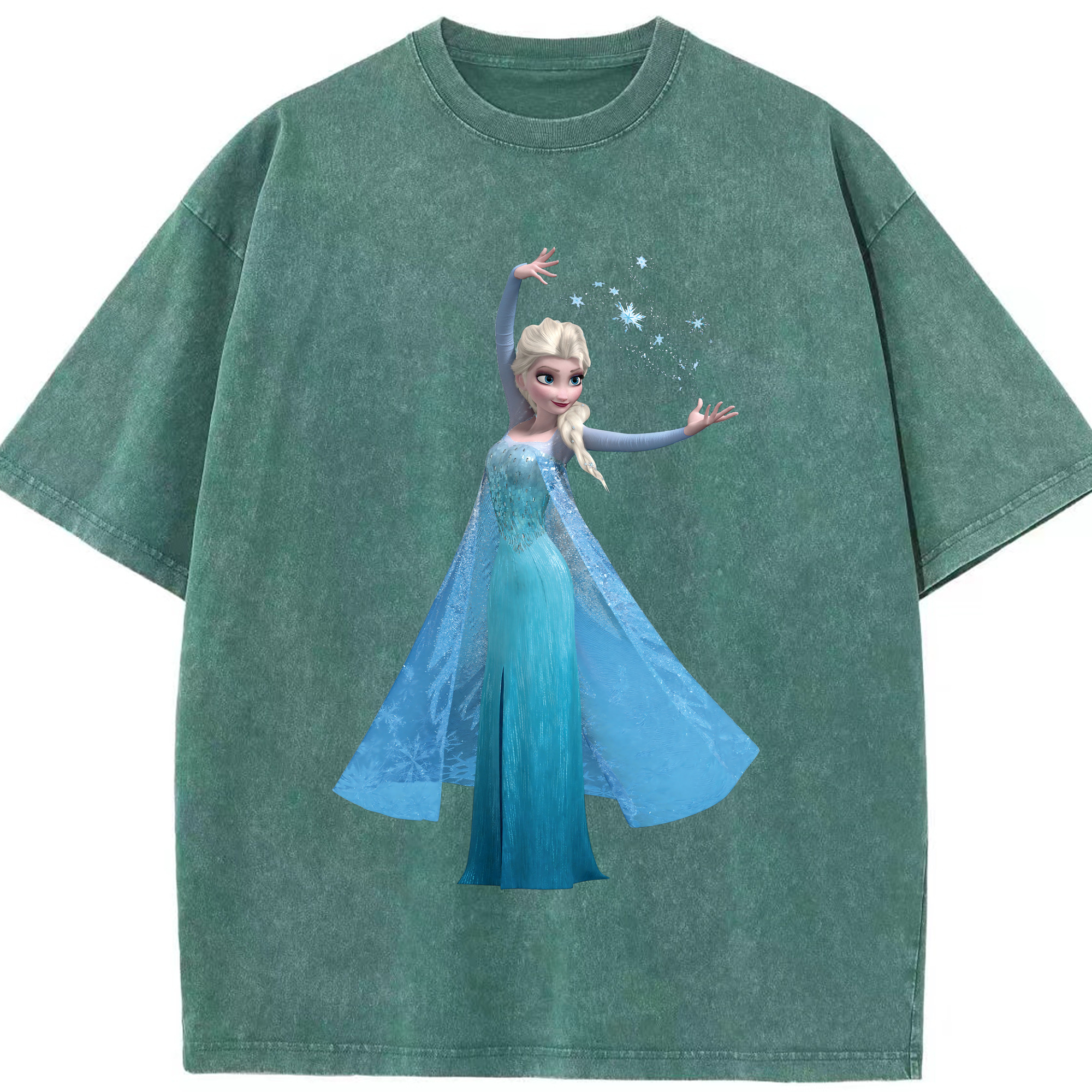 （画像用） アナと雪の女王 アンナ エルサ Frozen Anna Elsa 綿100% ヴィンテージ風 半袖Tシャツ（フロントプリント）